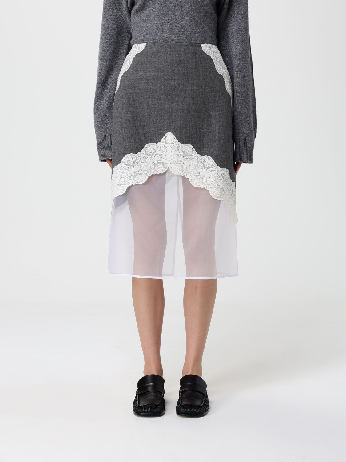 Jil Sander Wool Mid Skirt In Black