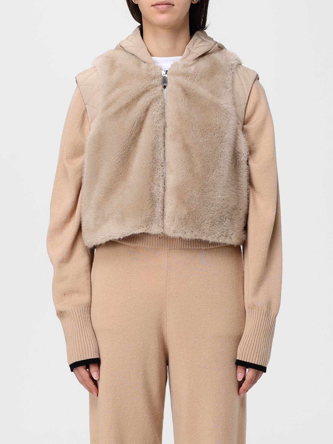 Pinko Waistcoat Woman Color Beige In Brown