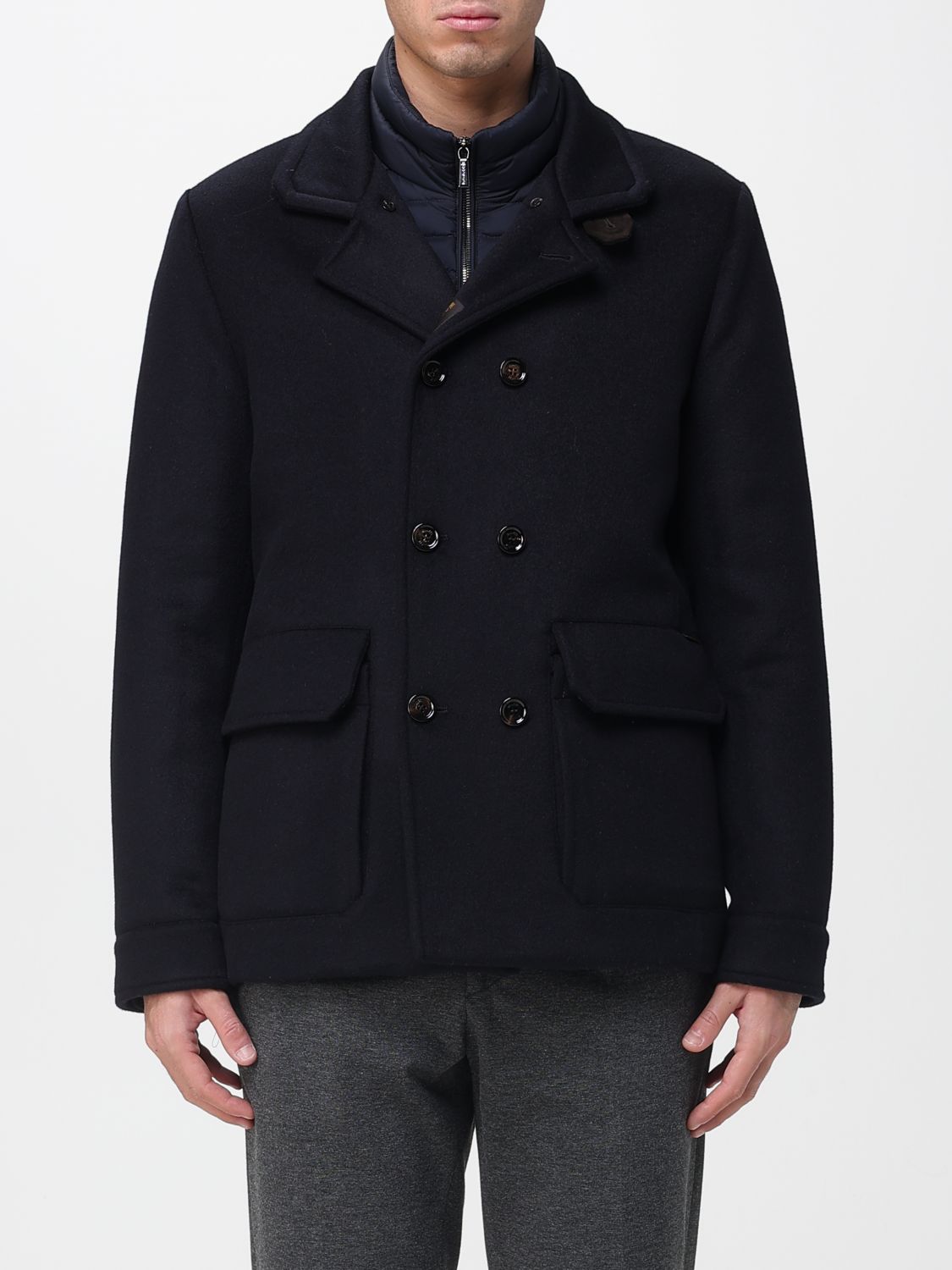 Moorer Layered-detail Padded Jacket In Blue