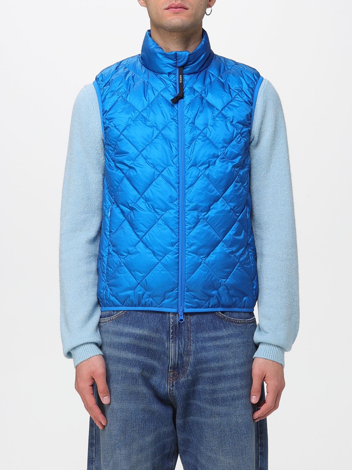 Aspesi Minimalist Black Vest In Blue