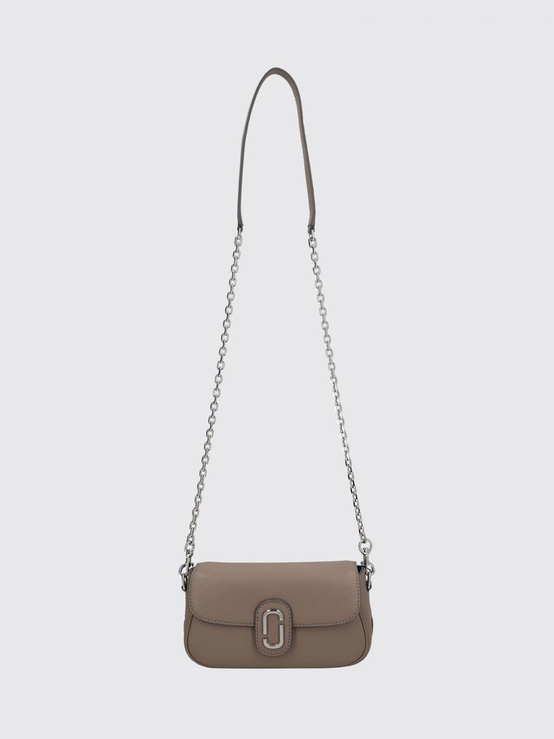 Marc Jacobs The Pebble Clover Chain Logo Shoulder Bag In Gray
