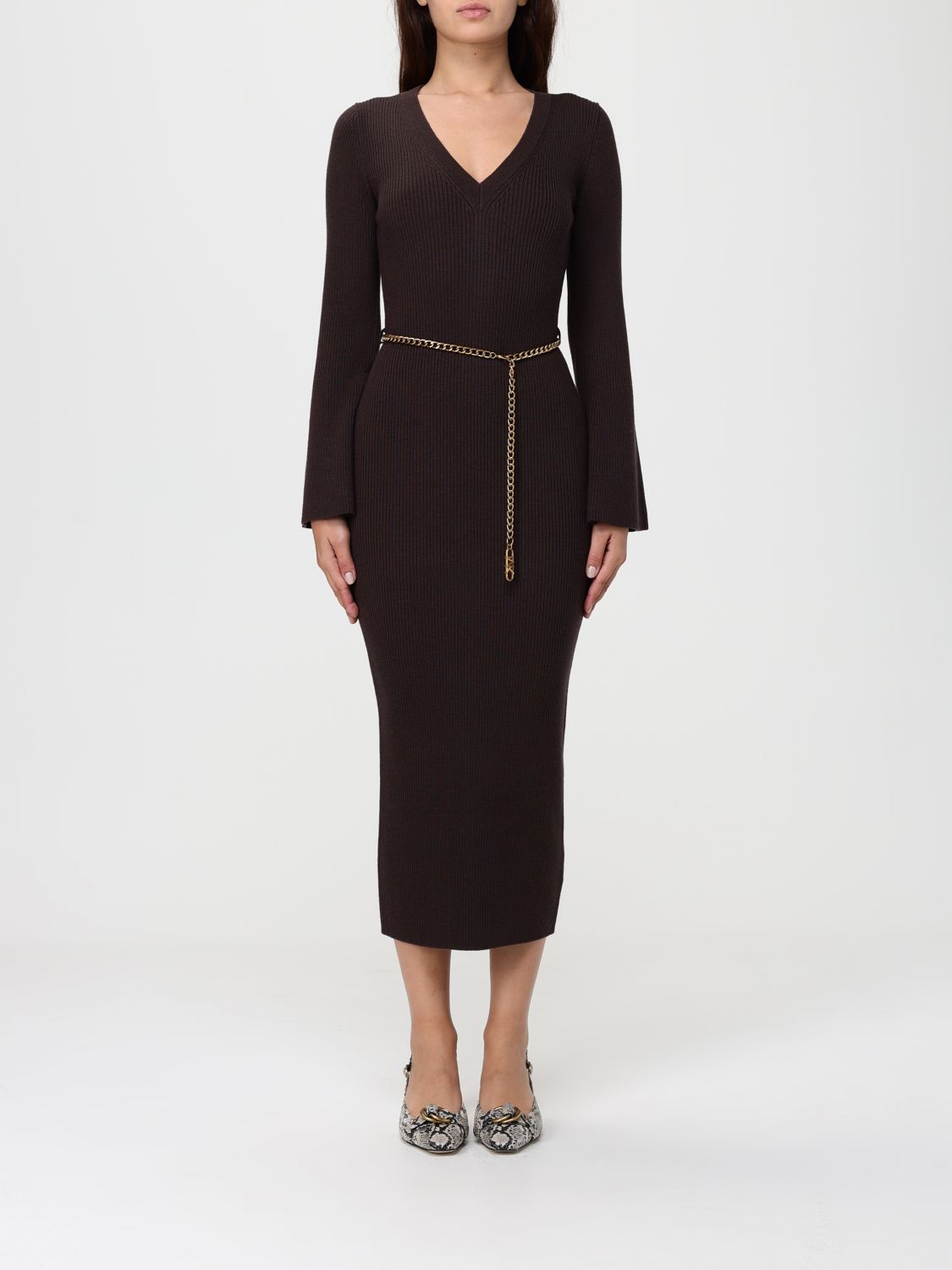 Michael Kors Logo-chain Midi Dress In Multi