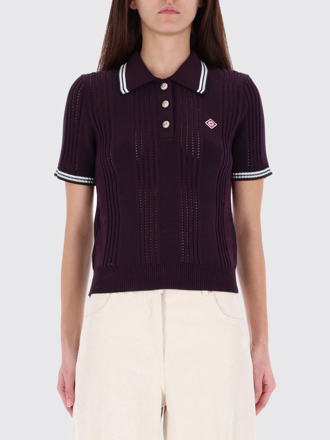 Casablanca Cotton Knit Polo Shirt In Brown