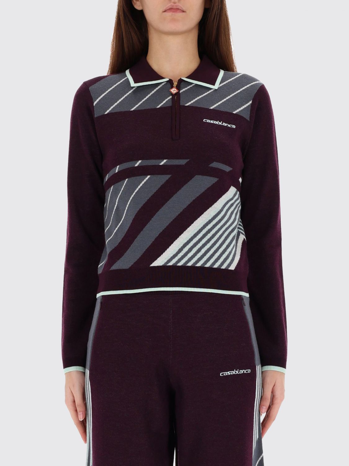 Casablanca Diagonal Tennis Polo Shirt In Black