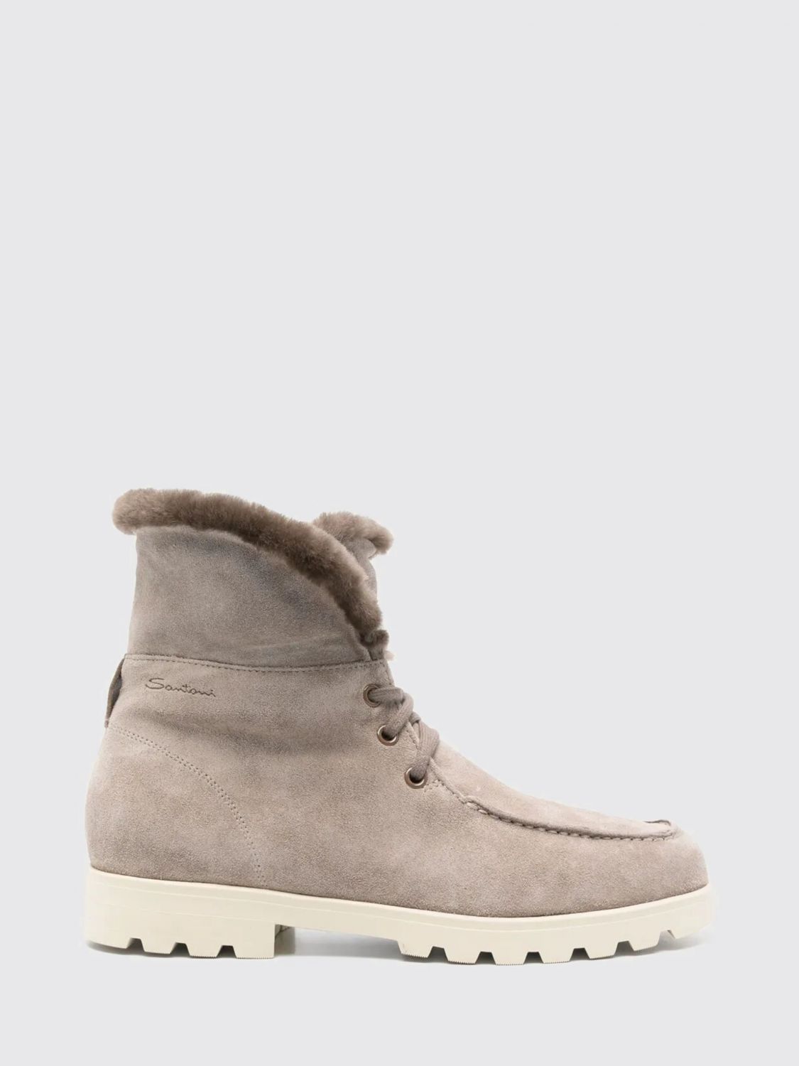 Santoni Flat Ankle Boot  Woman Color Dove Grey In Gray
