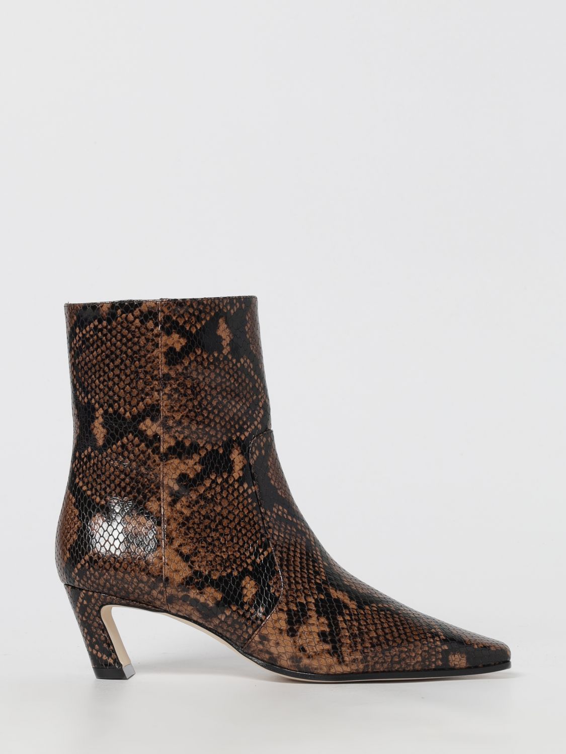 Stuart Weitzman Babette Snake-printed Leather Booties In Brown