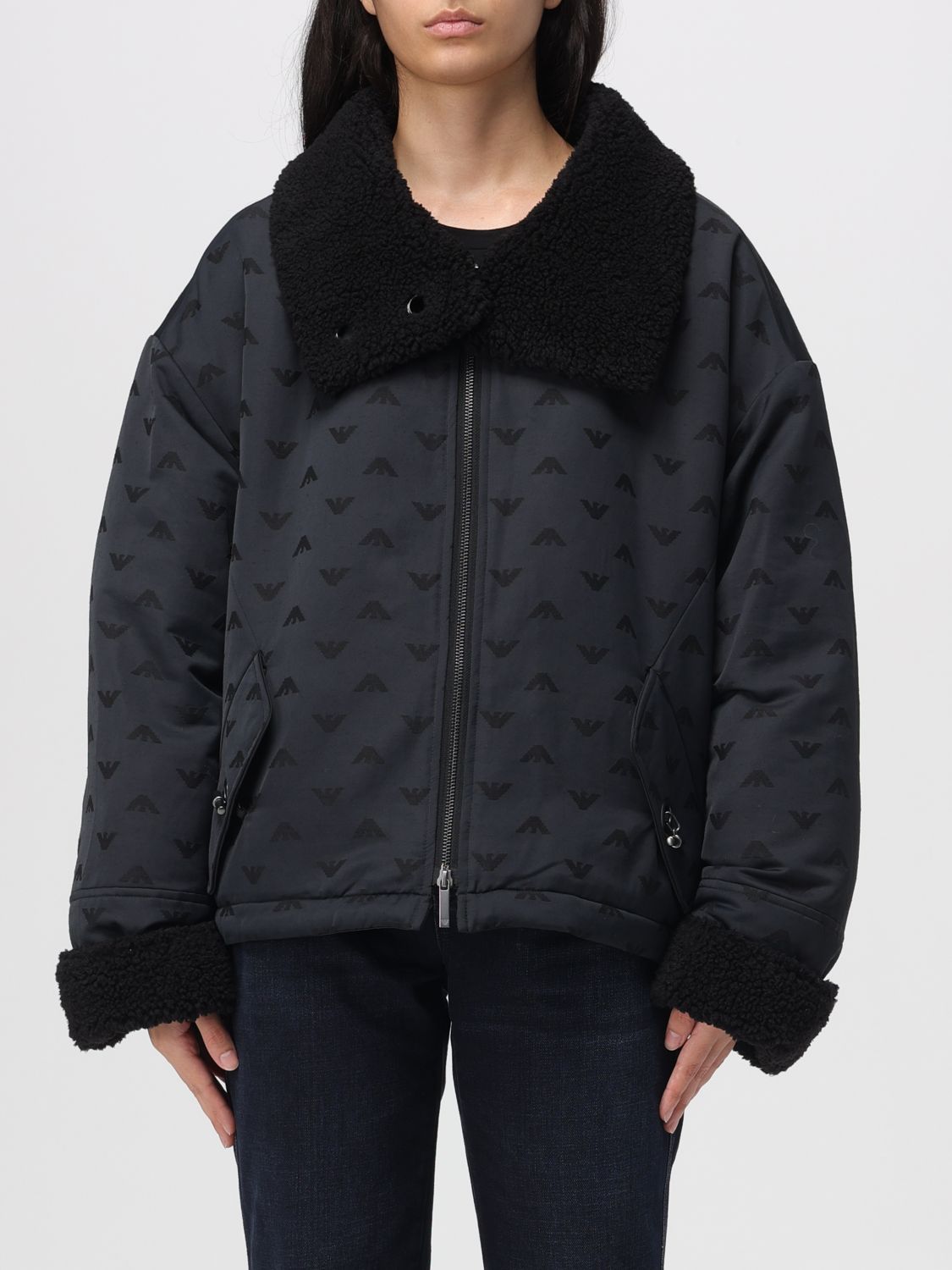 Emporio Armani Coats In Black