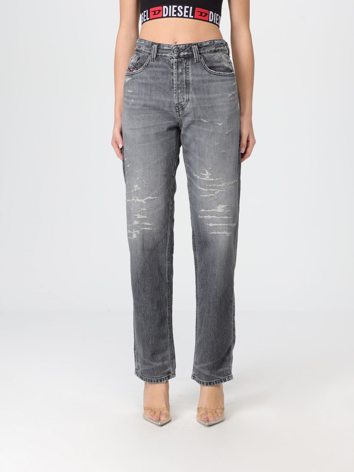 Diesel Belt Loop Jeans In Gray