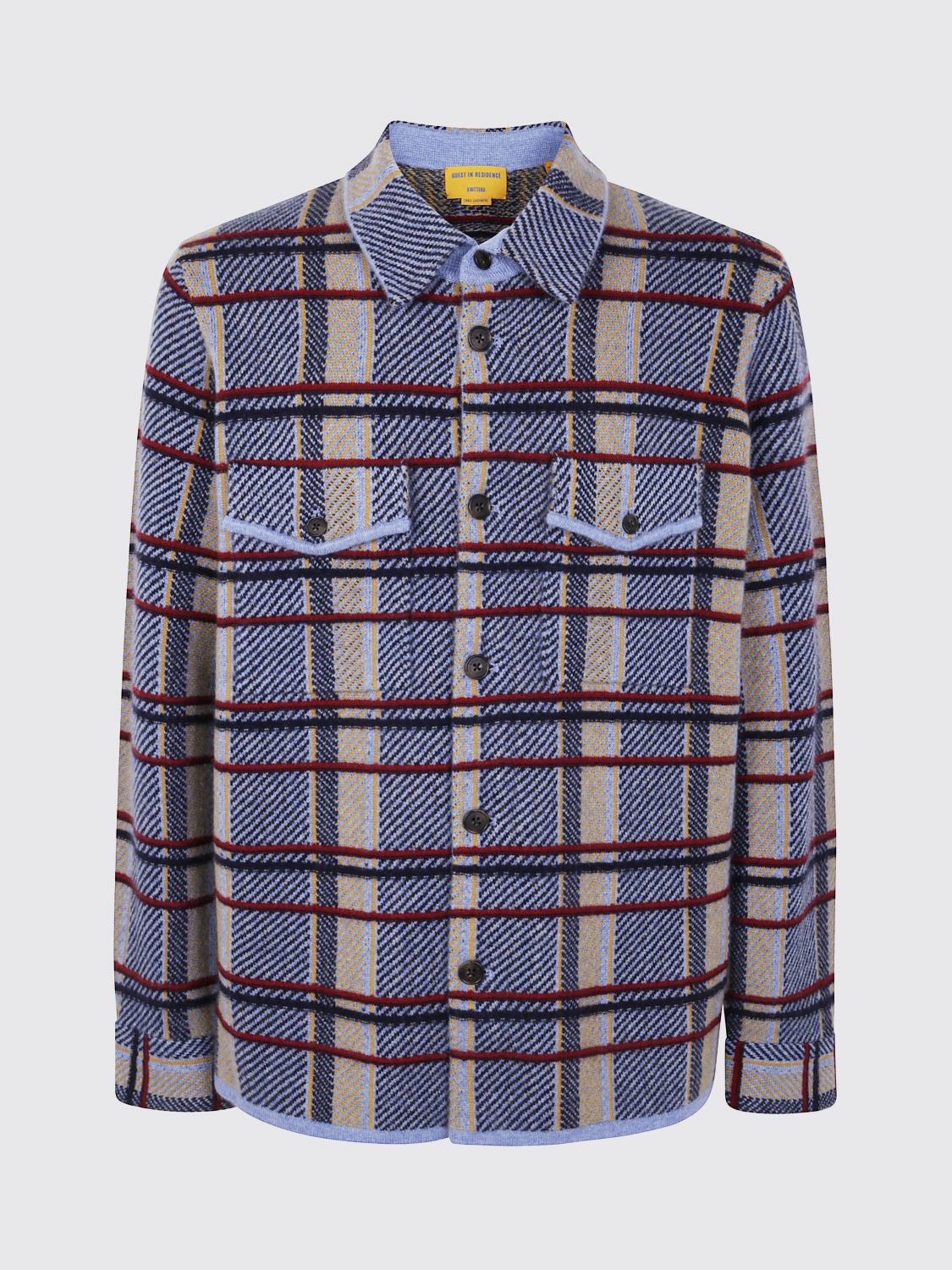 Guest In Residence Heather Blue Plaid Cashmere Work Shirt Jacket In Blue