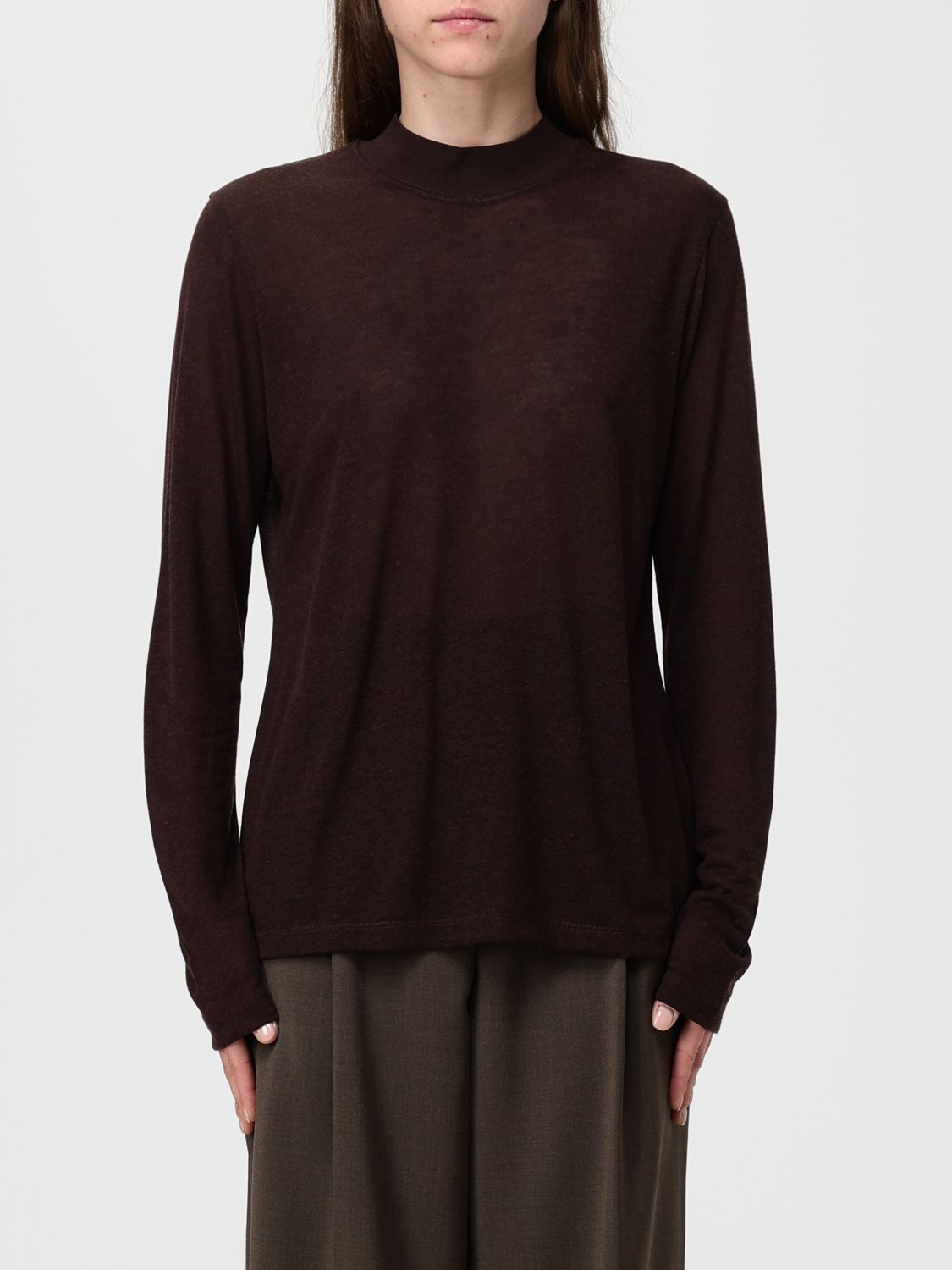 Filippa K Lyoncell Cashmere Mock Neck Top In Burgundy