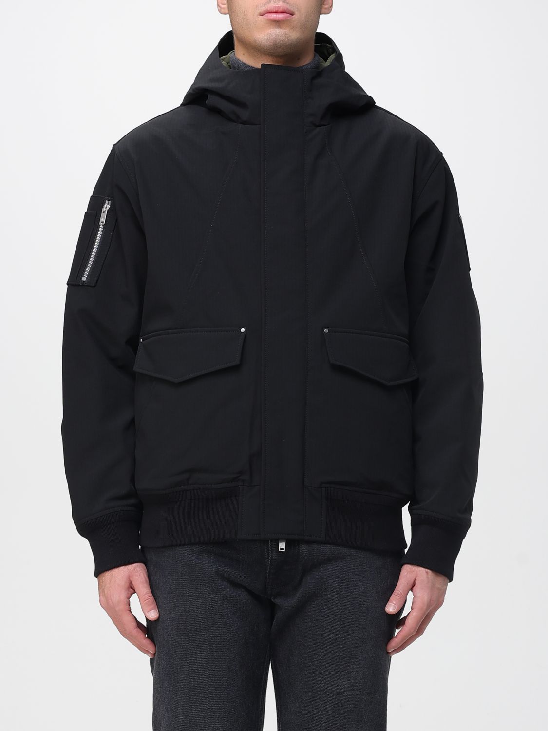 Moose Knuckles Mason Hooded Bomber Jacket In Black