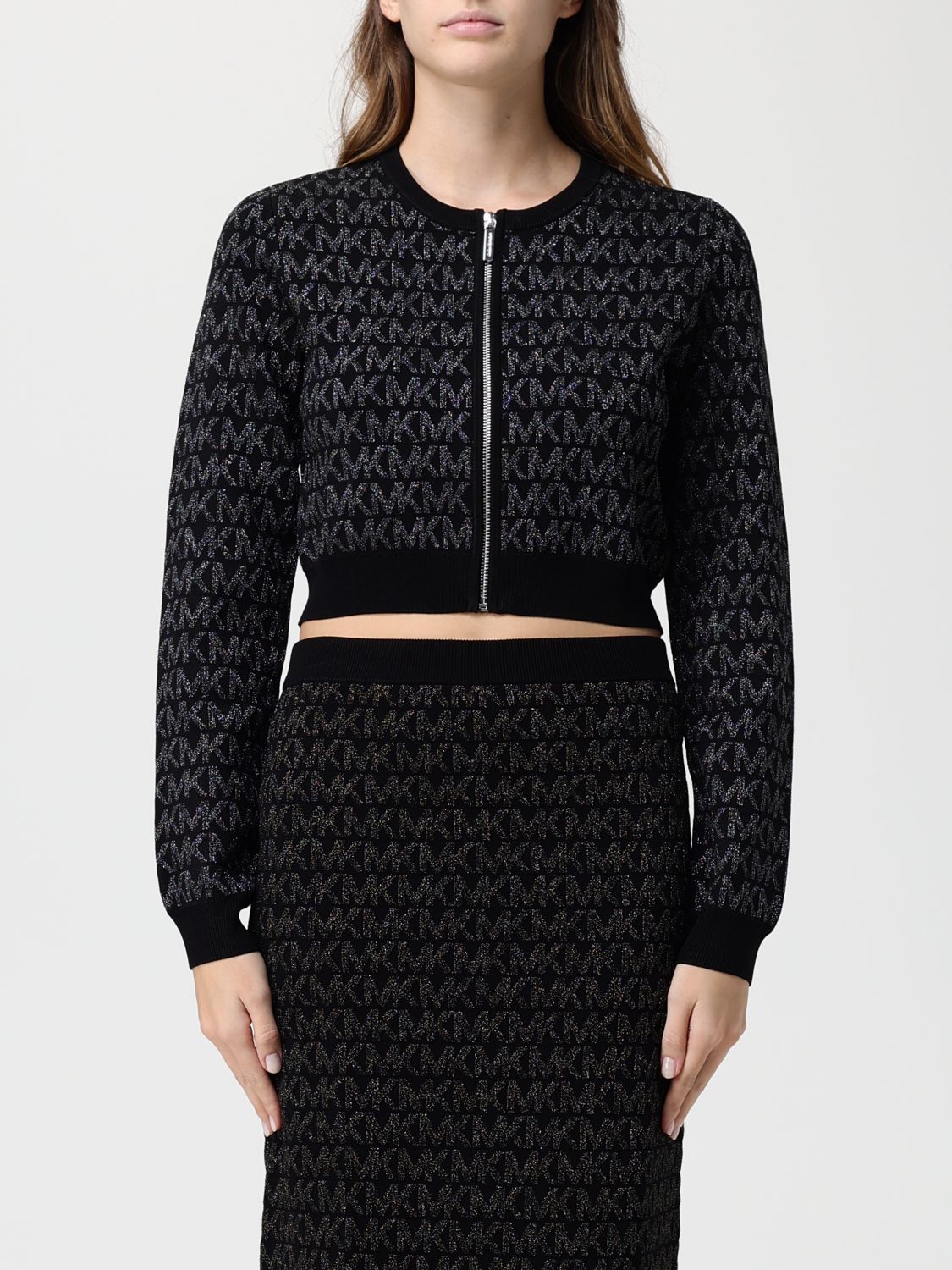 Michael Kors Embroidered Viscose Blend Sweatshirt In Black