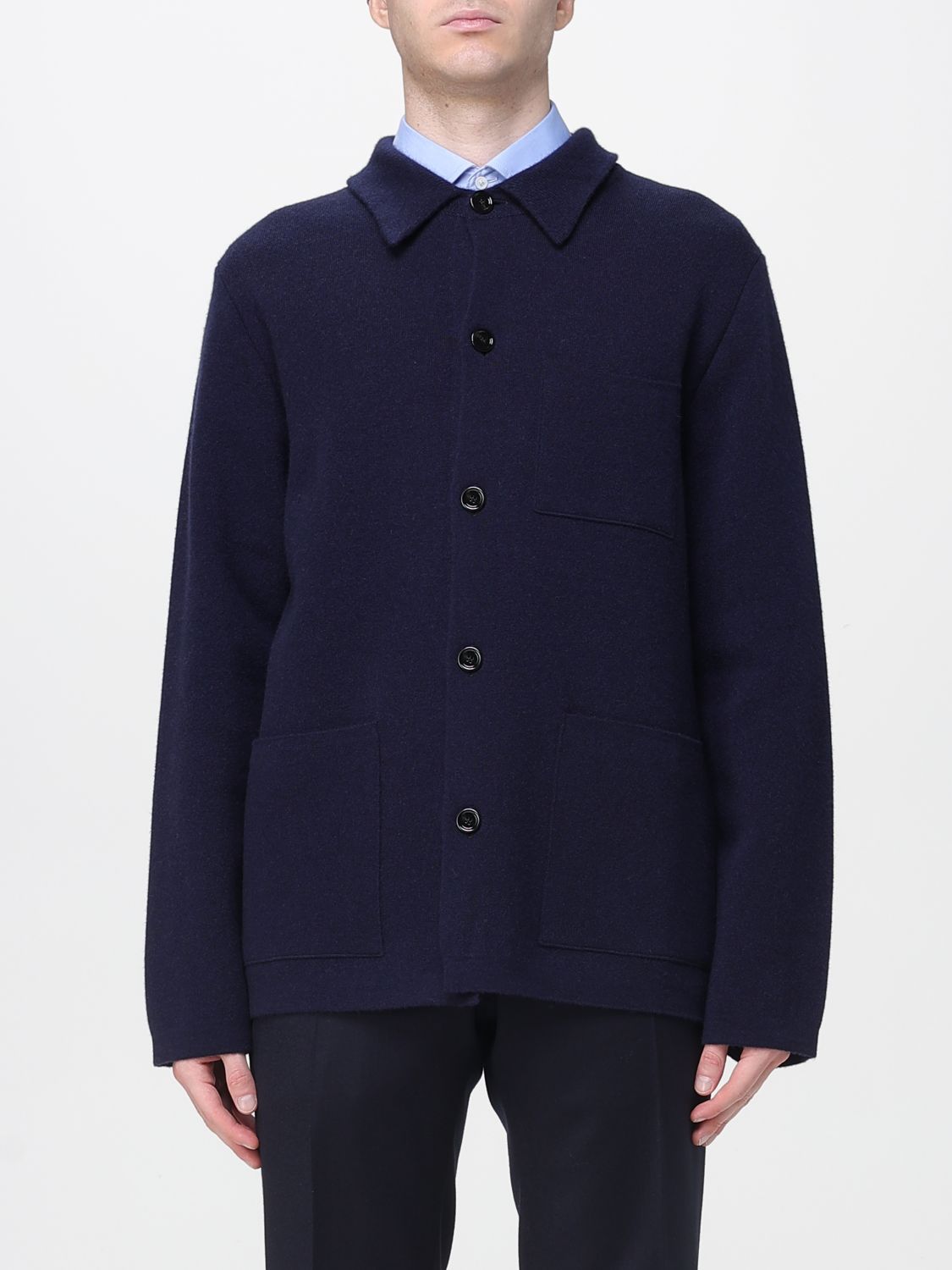 Lardini Relaxed Fit Jacket With Collar And Pockets In Blue