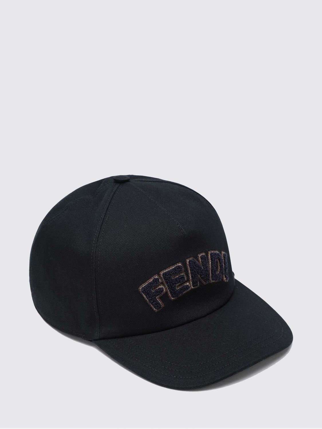 FENDI Cappello in twill di cotone con logo ricamato