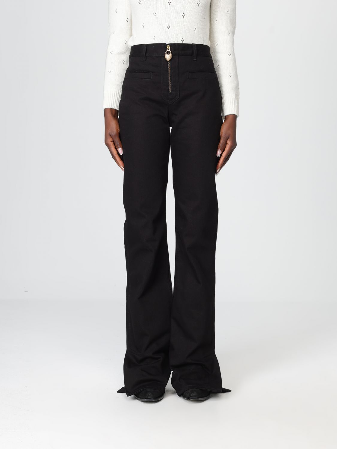 Chloé Black Slim Jeans With Charm Zip In Black