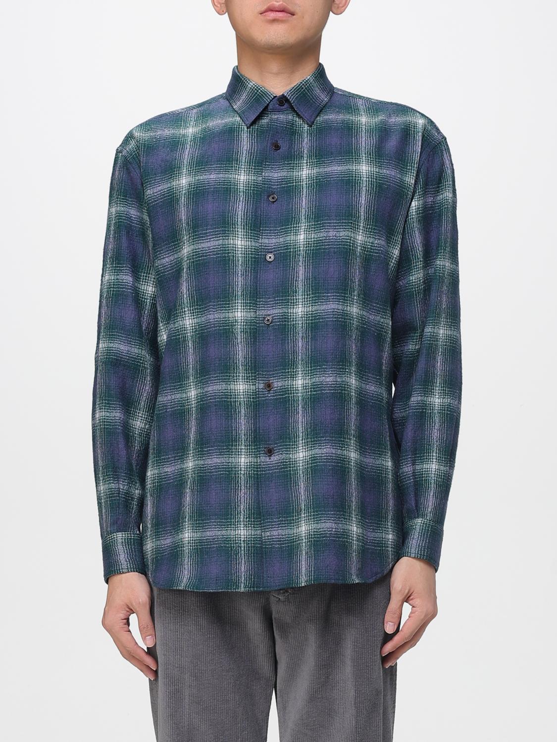 Auralee Lightweight Wool Plaid Long Sleeve Shirt In Blue