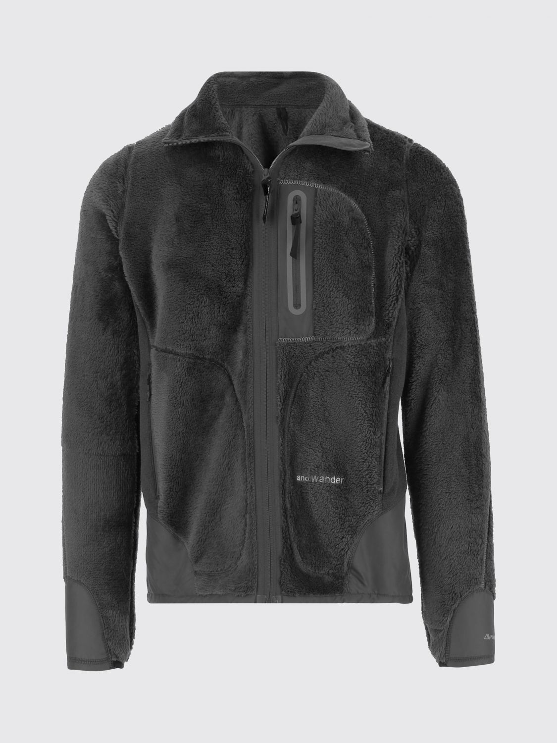 And Wander Zipped Fleece Jacket In Black