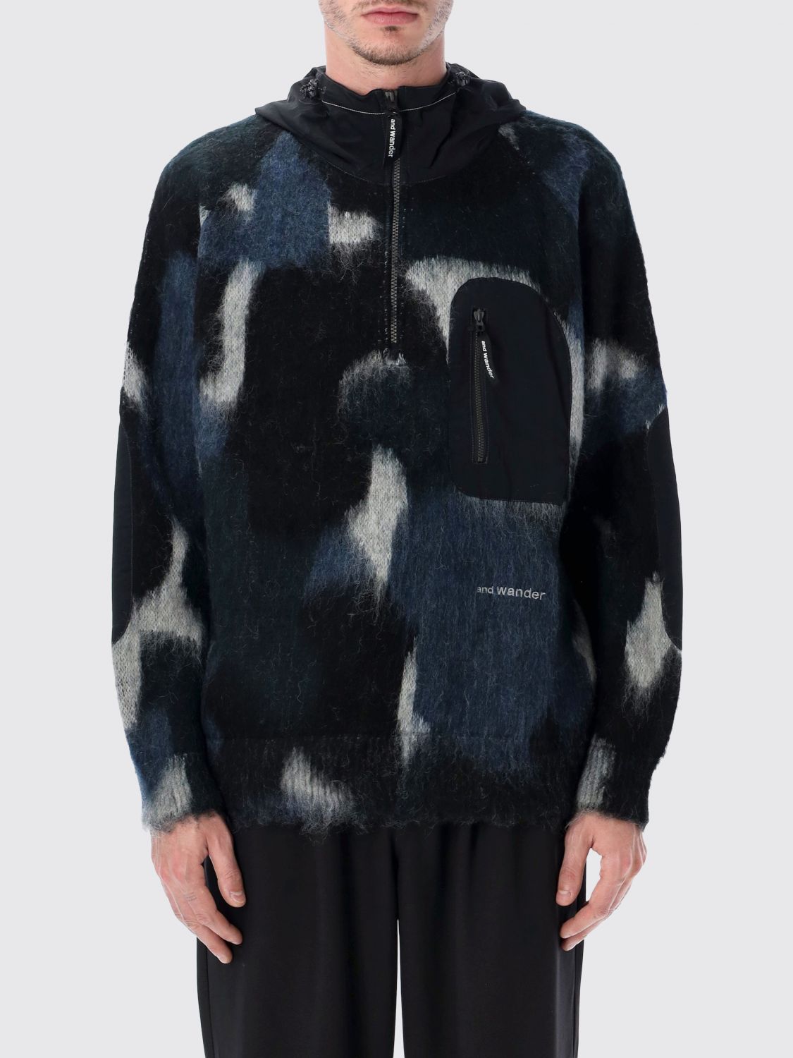 And Wander Hooded Zip Sweater In Multi