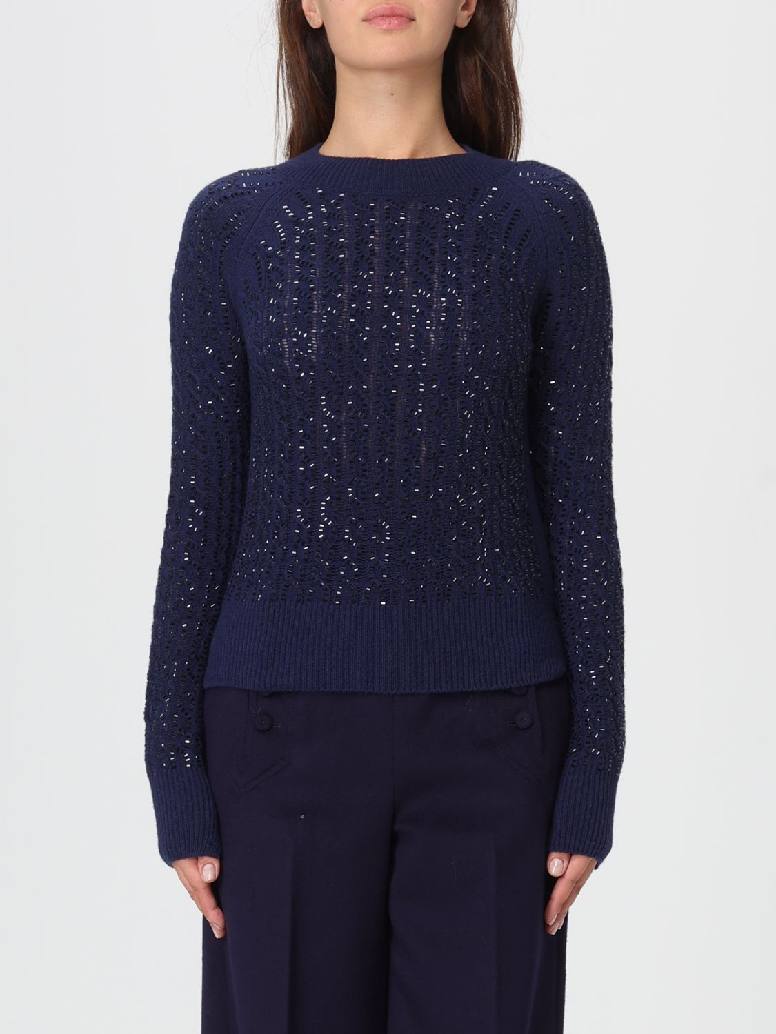 Ermanno Scervino Baguette Studded Sweater In Blue