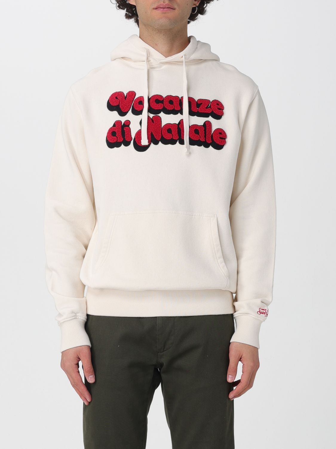 Mc2 Saint Barth Vacanze Di Natale Printed Drawstring Hoodie In Gold