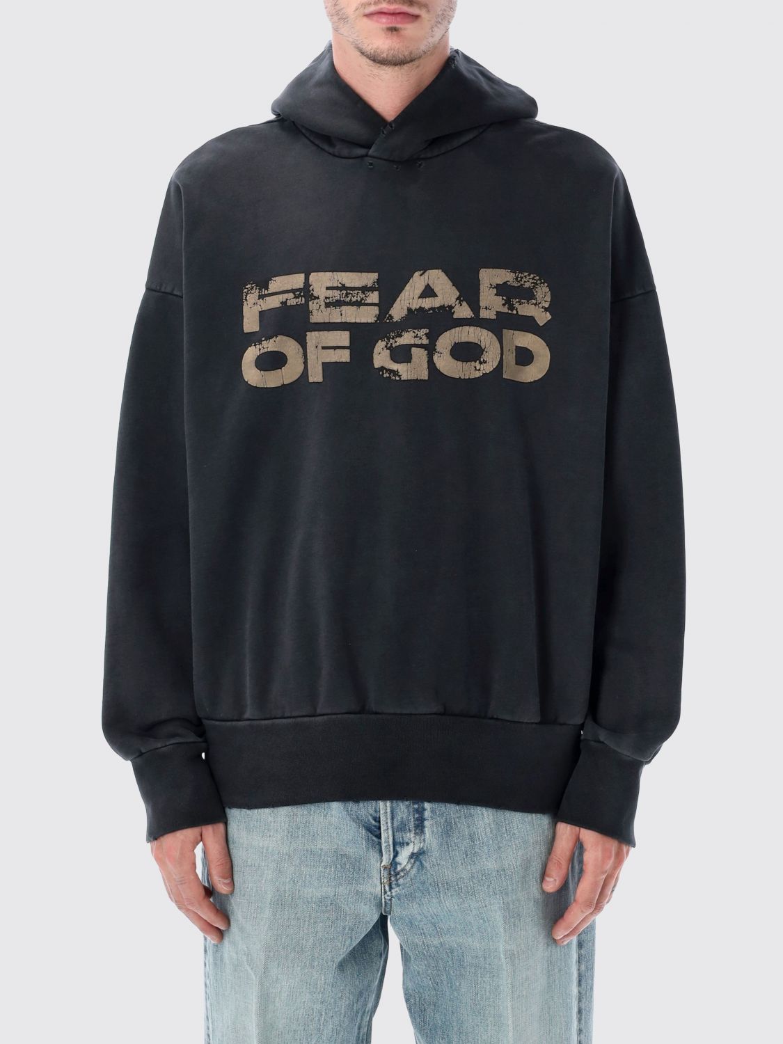 Fear Of God Hooded Knitwear With Ribbed Cuffs And Hem In Blue