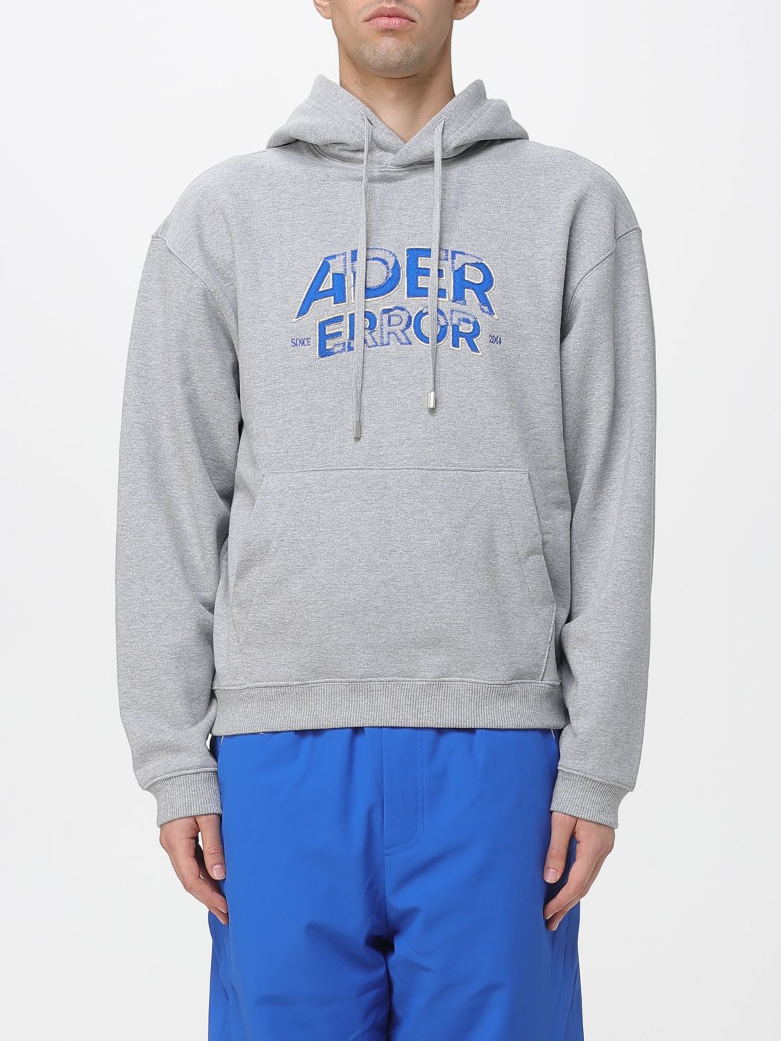 Ader Error Gray Embroidered-logo Hoodie In Gray
