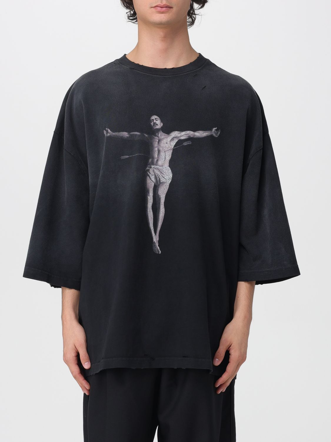 Willy Chavarria Slate Cotton Tarantula Buffalo Oversize T-shirt In Black