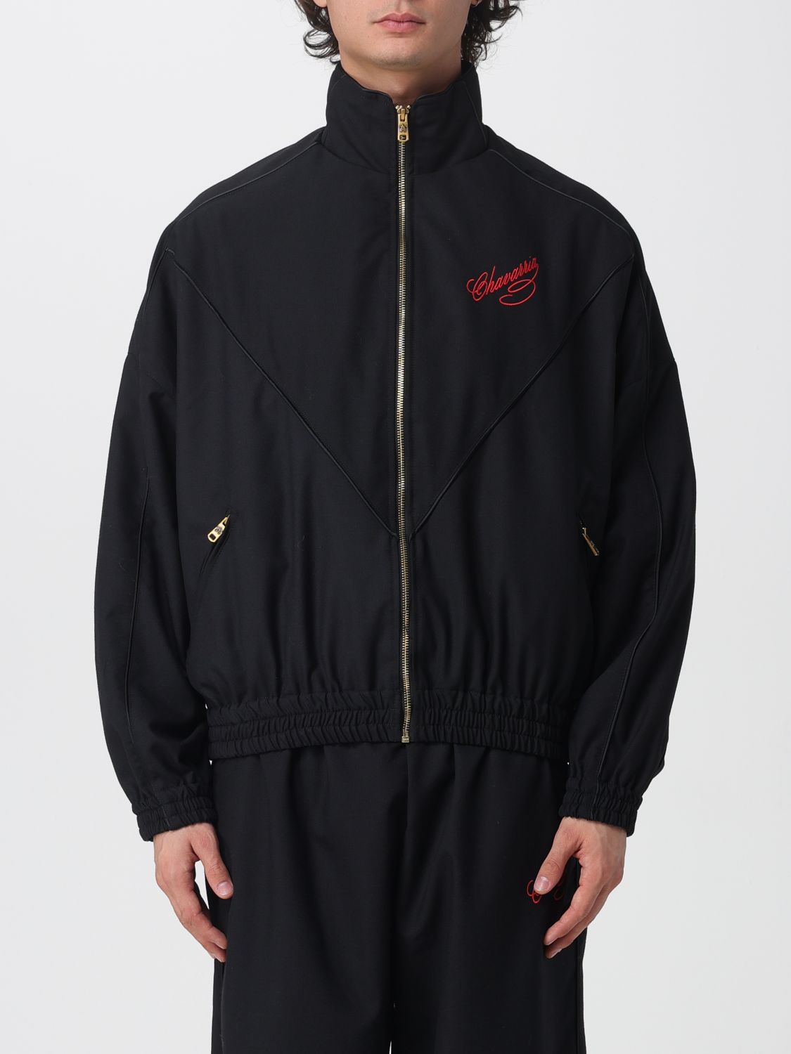 Willy Chavarria Ruff Rider Logo-embroidered Wool Bomber Jacket In Black