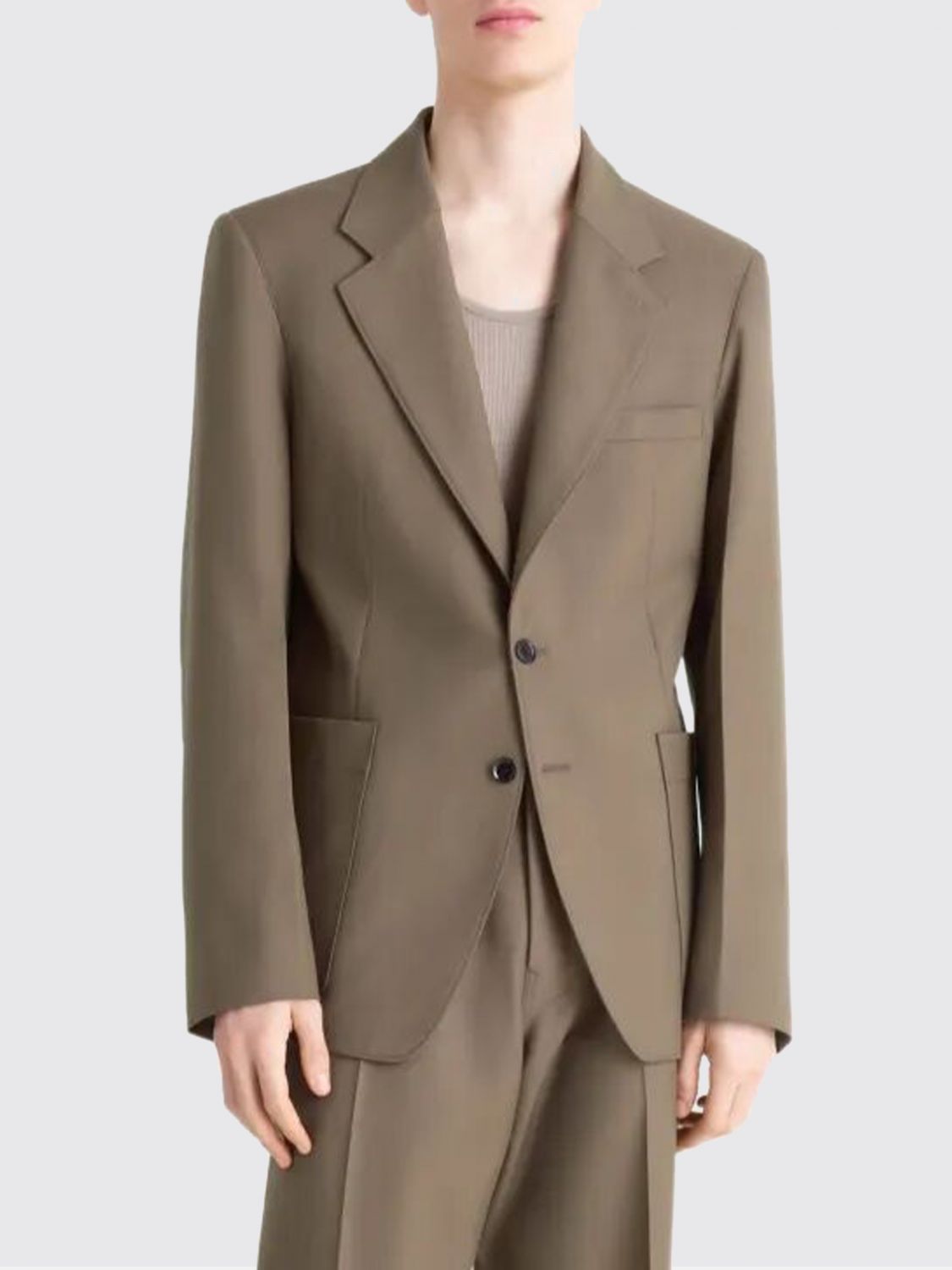 Lemaire Tailored Sb Jacket In Brown