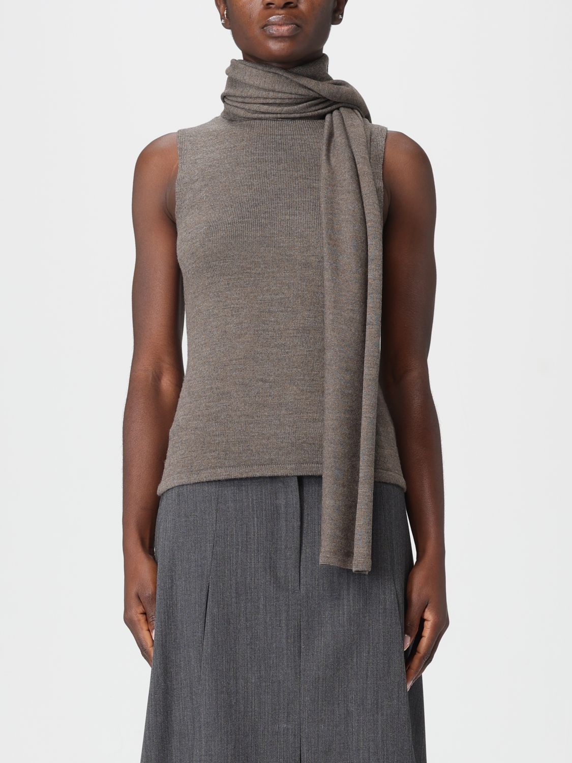 Staud Sweater Woman Color Dove Grey In Gold