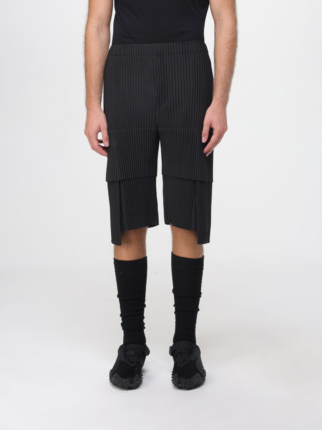 Issey Miyake Shorts Homme Plisse' Men Color Grey In Gray