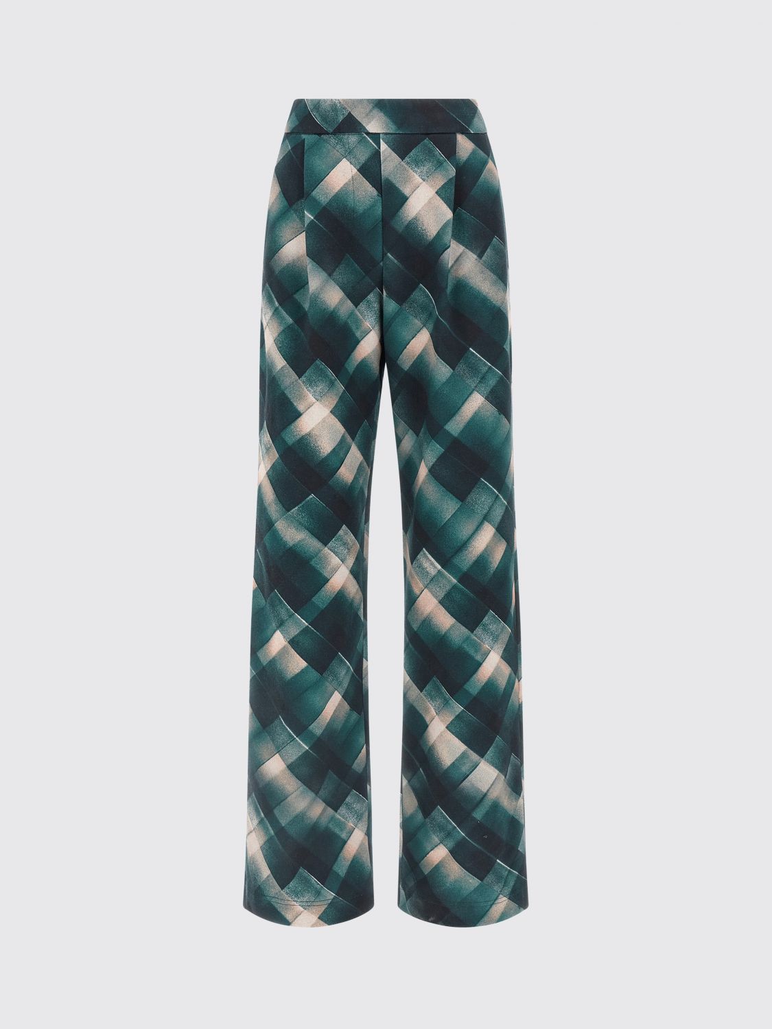 Dries Van Noten Geometric Wide Leg Trousers Pleated Front In Green