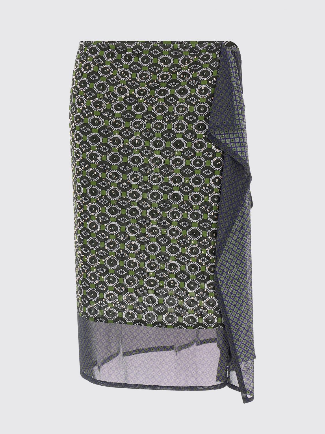 Dries Van Noten Asymmetric Skirt Featuring Geometric Design In Multi
