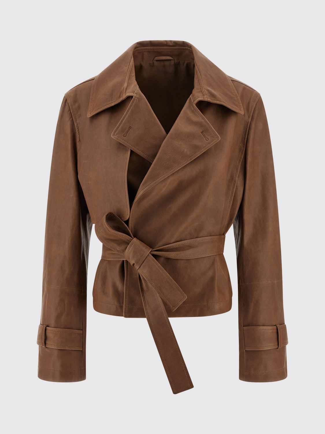 Brunello Cucinelli 'crop' Trench Coat In Brown