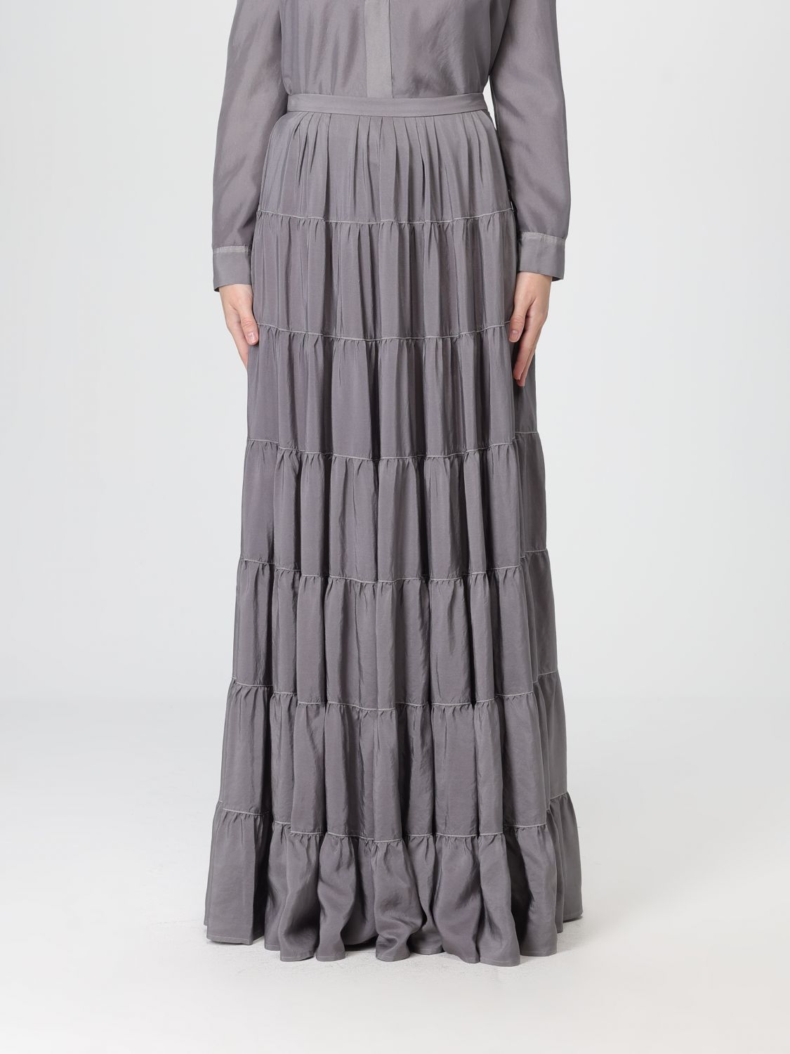Forte Forte Gray Silk Long Skirt In Gray