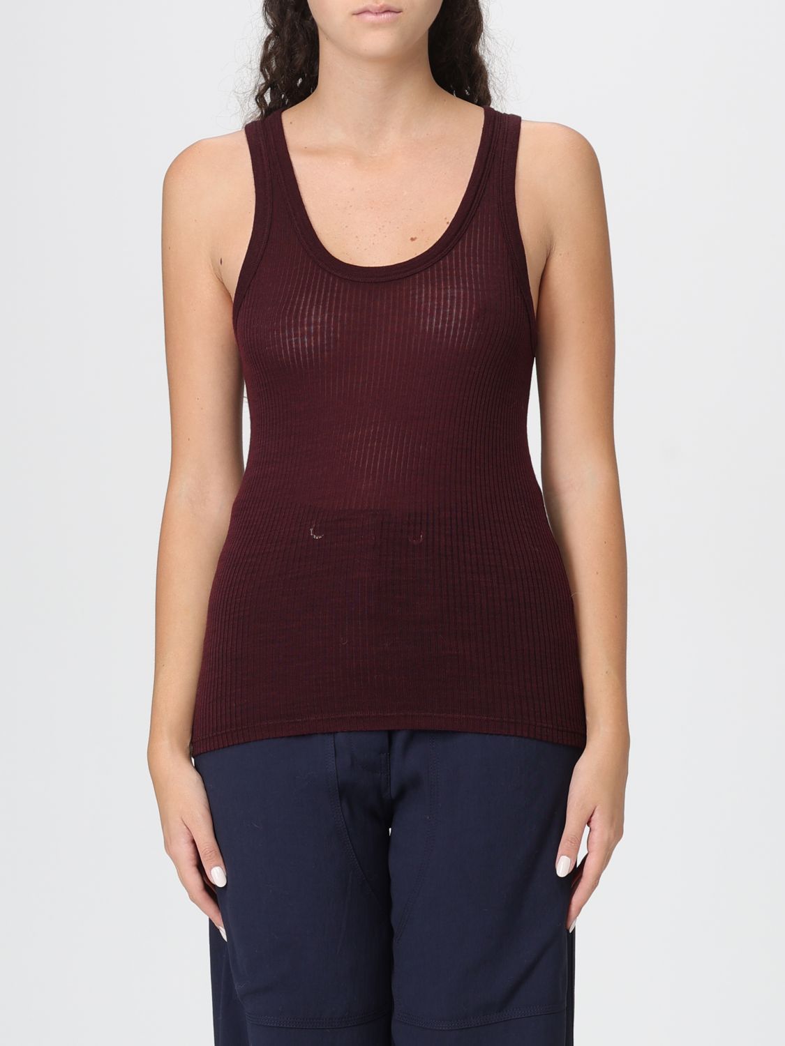 Forte Forte Halter-neck Tank Top In Wool Jersey In Burgundy