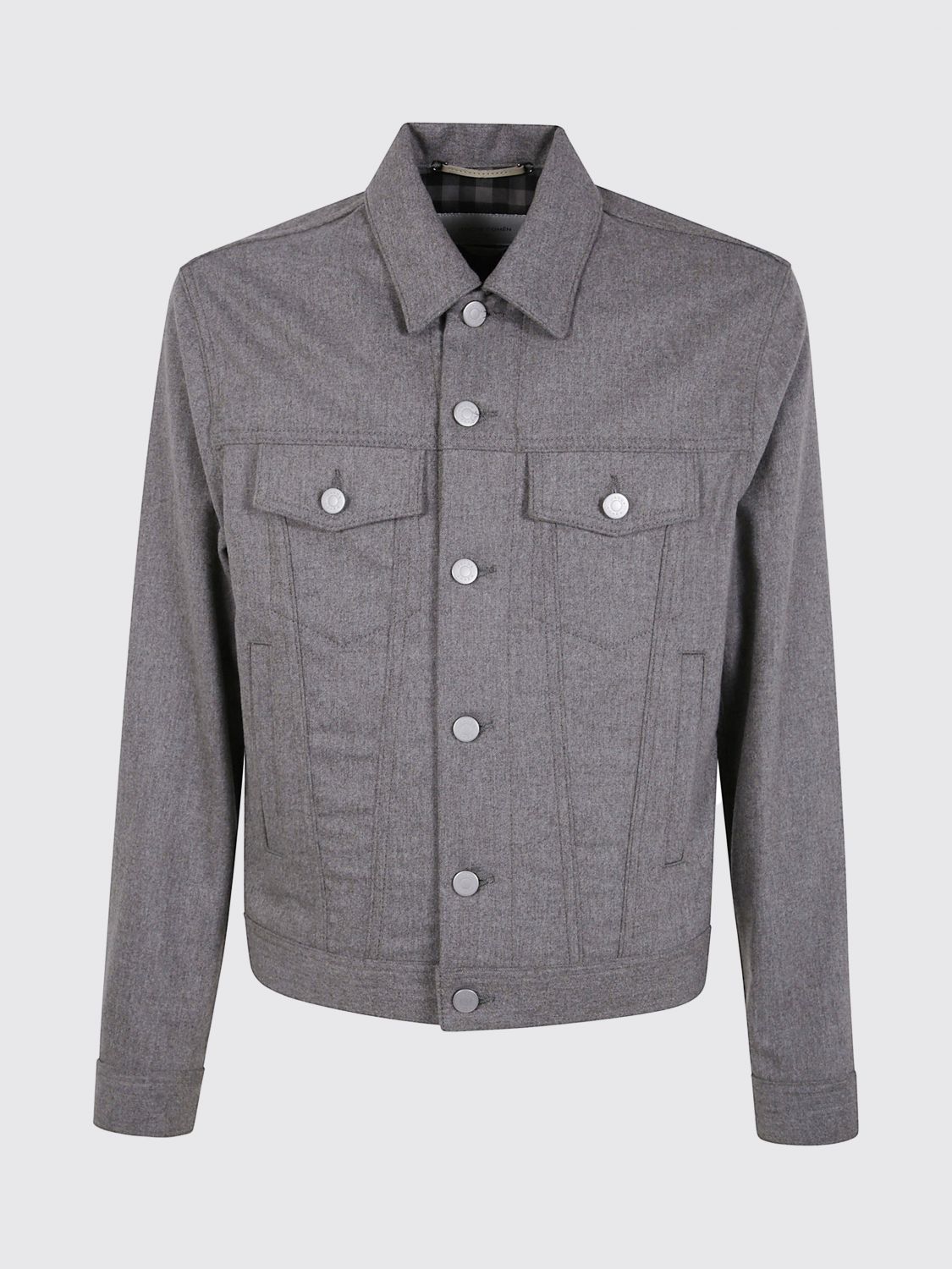 Jacob Cohen Long Sleeve Trucker Jacket With Adjustable Waist In Gray