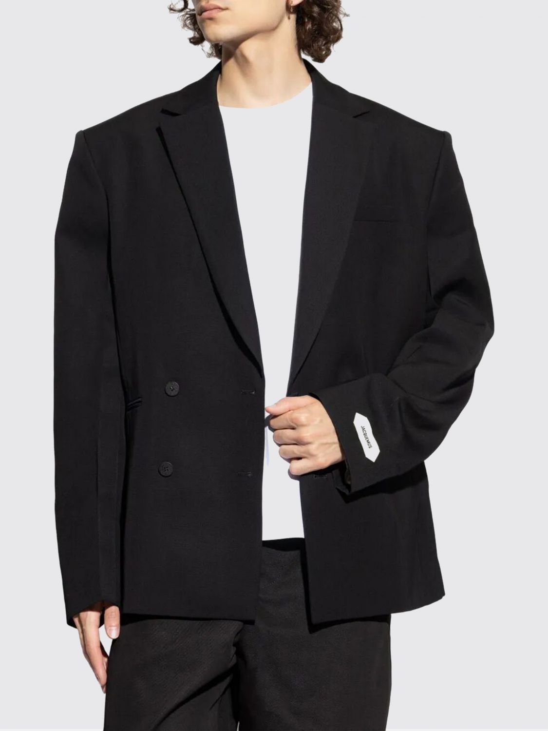 Jacquemus Fernando Double-breasted Padded-shoulder Blazer In Black