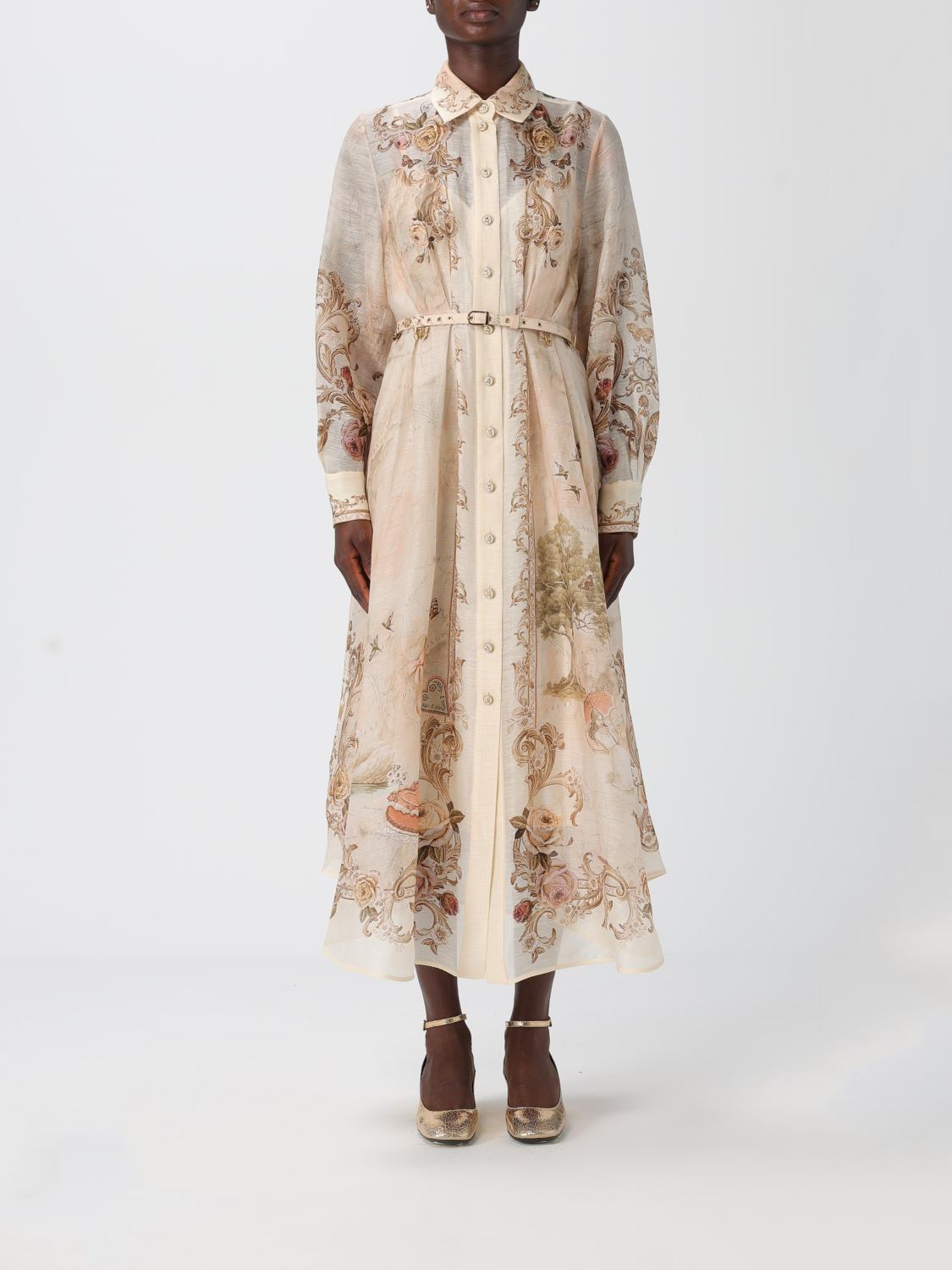 Zimmermann 'memento Buttoned Midi' Dress In Neutral