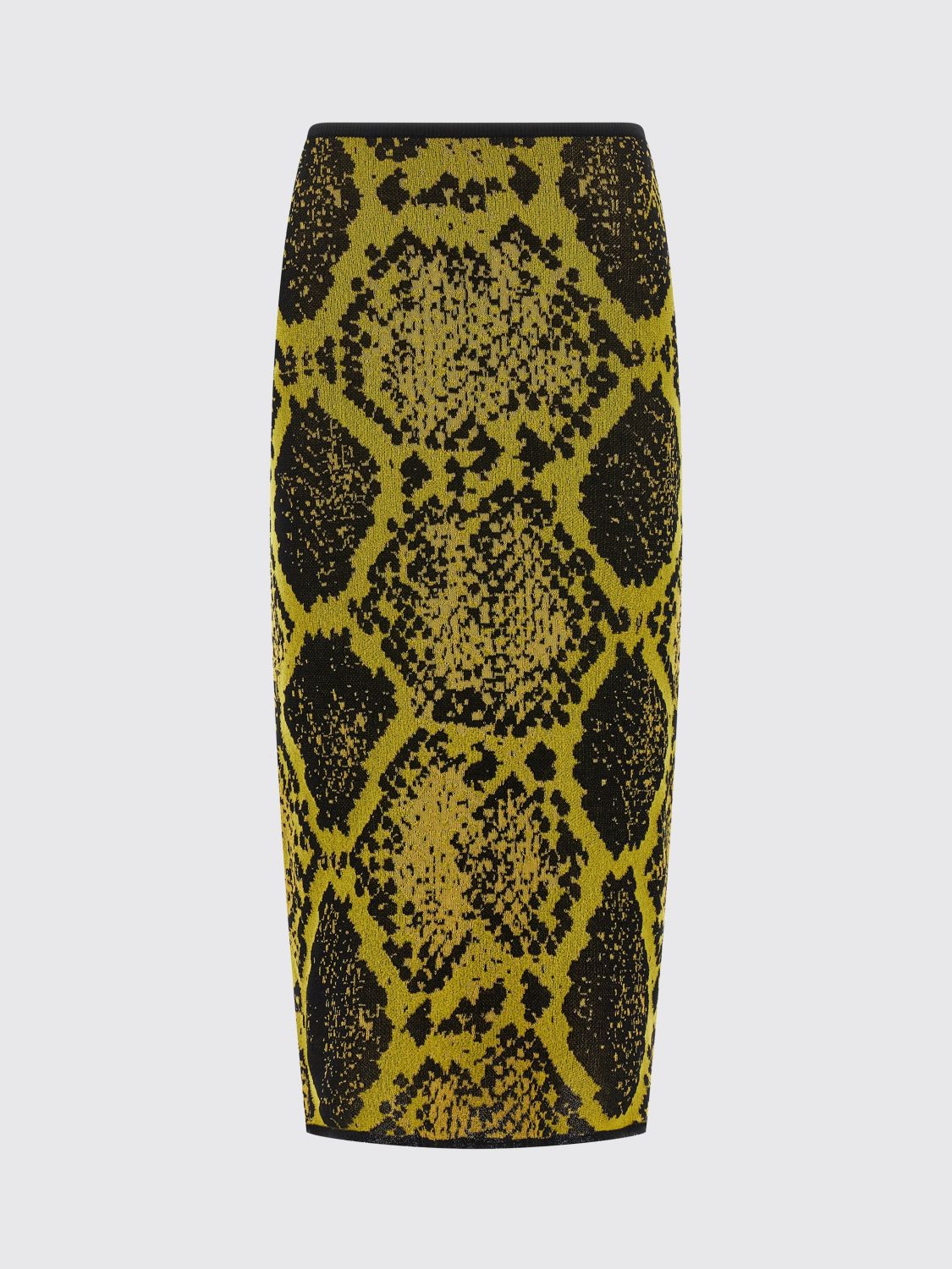 Attico Knee-length Bodycon Python Print Skirt In Black