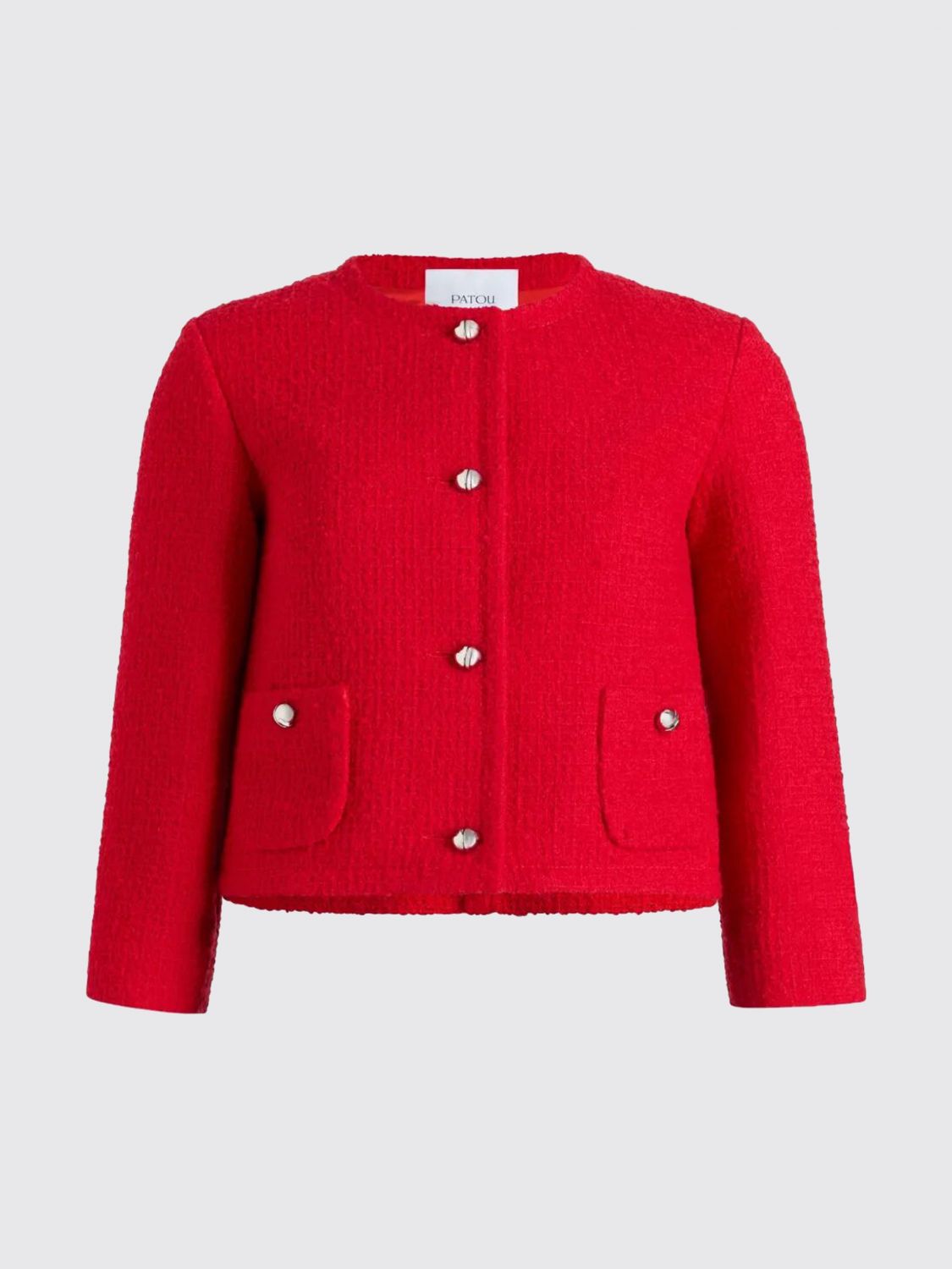 Patou No Collar Box Jacket In Red