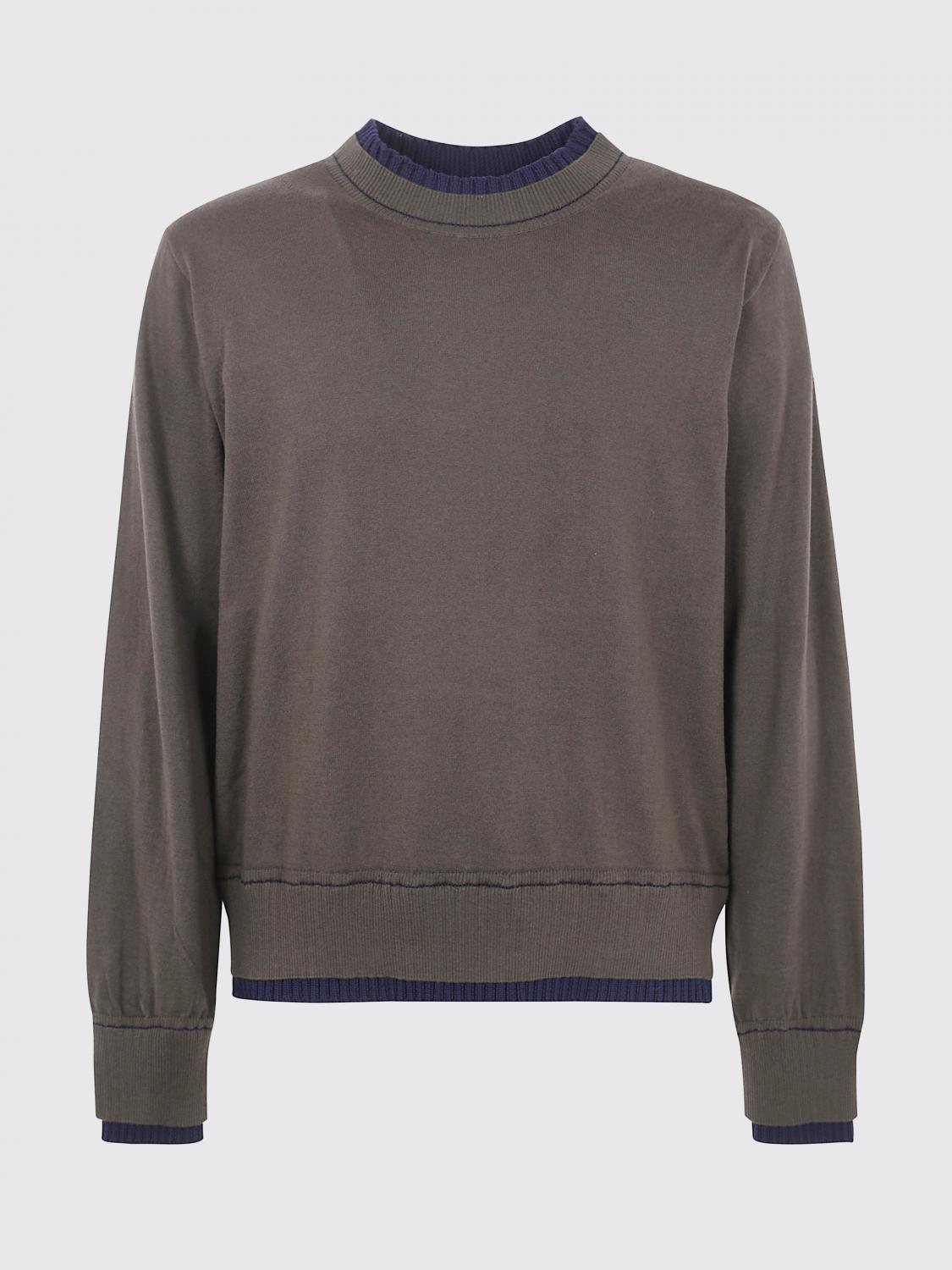 Sacai Cashmere Cotton Knit Pullover In Brown