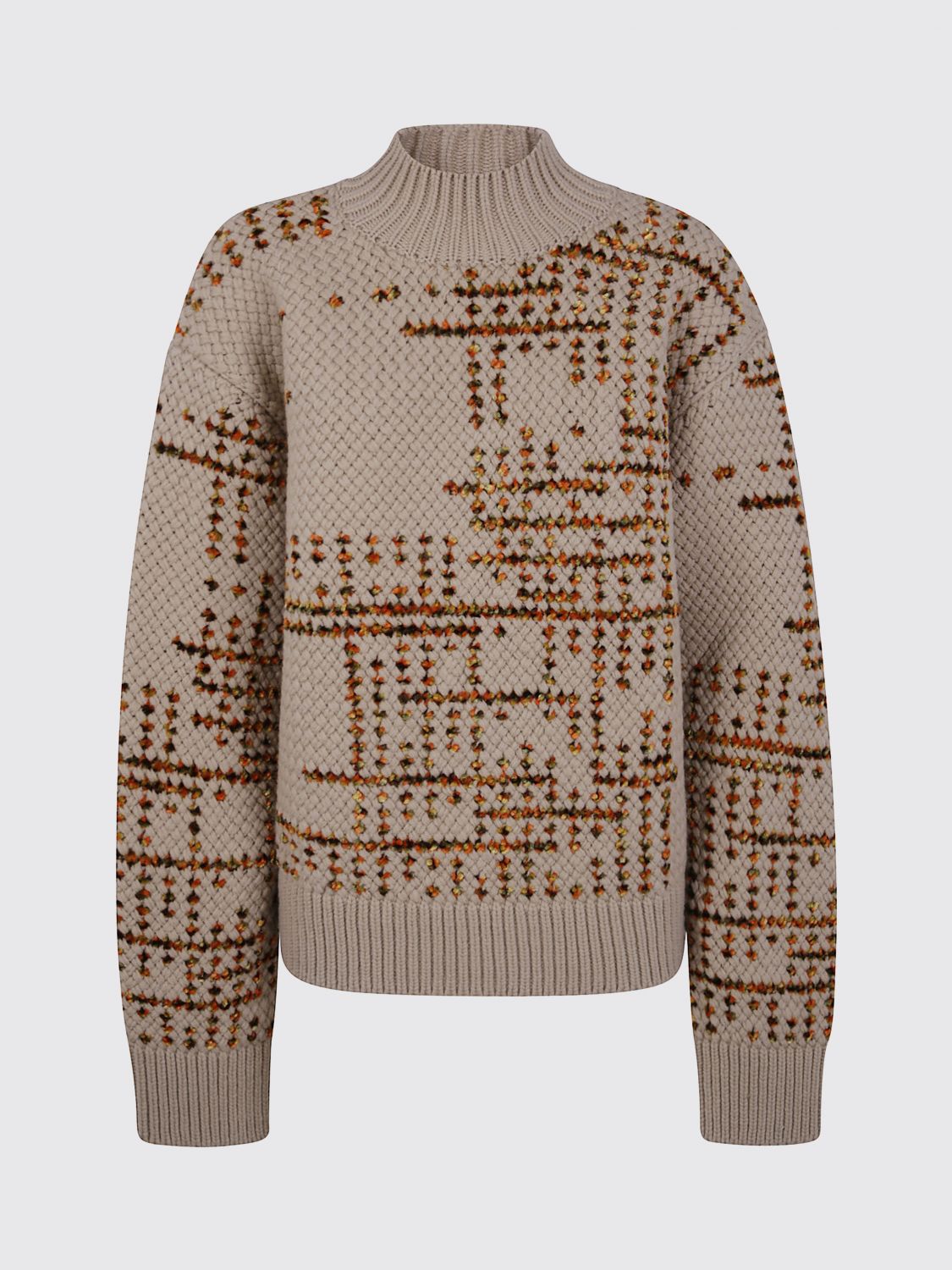 Dries Van Noten Crew Neck Sweater In Mixed Wool In Brown