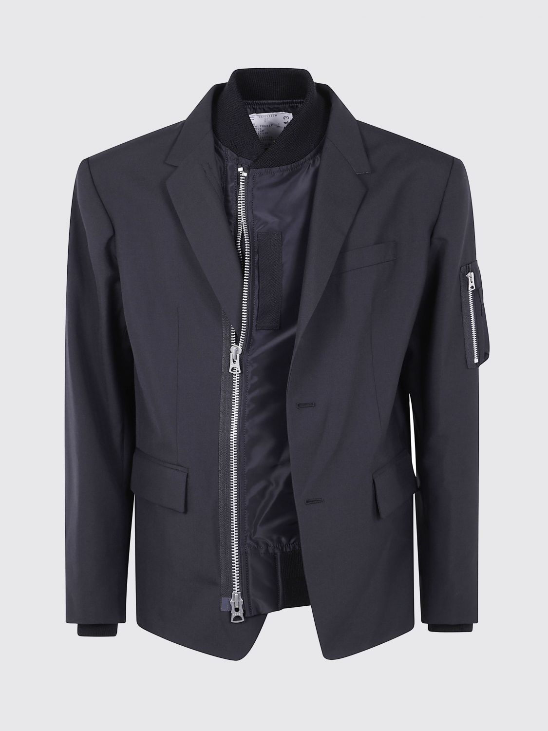 Sacai Jacket Flap Pockets Notch Lapel In Blue