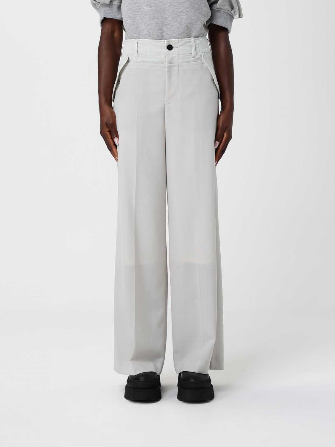 Sacai Pants Woman Color Beige In White