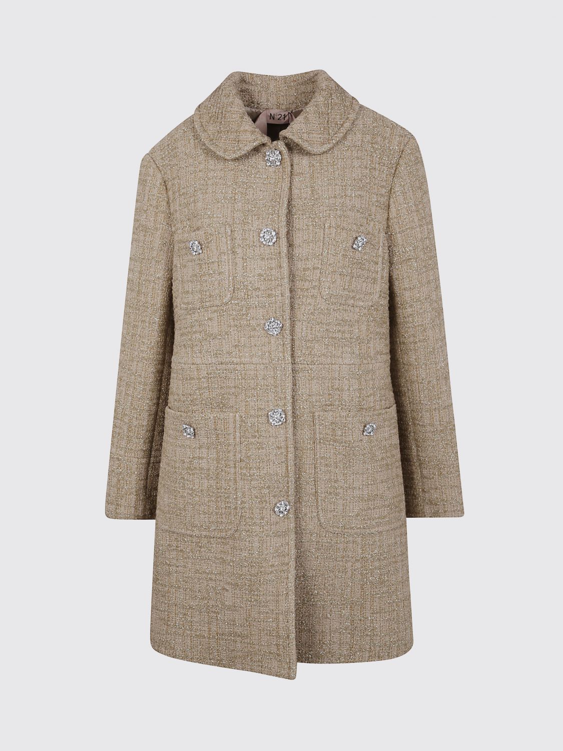 N°21 Single Breasted Coat In Gold