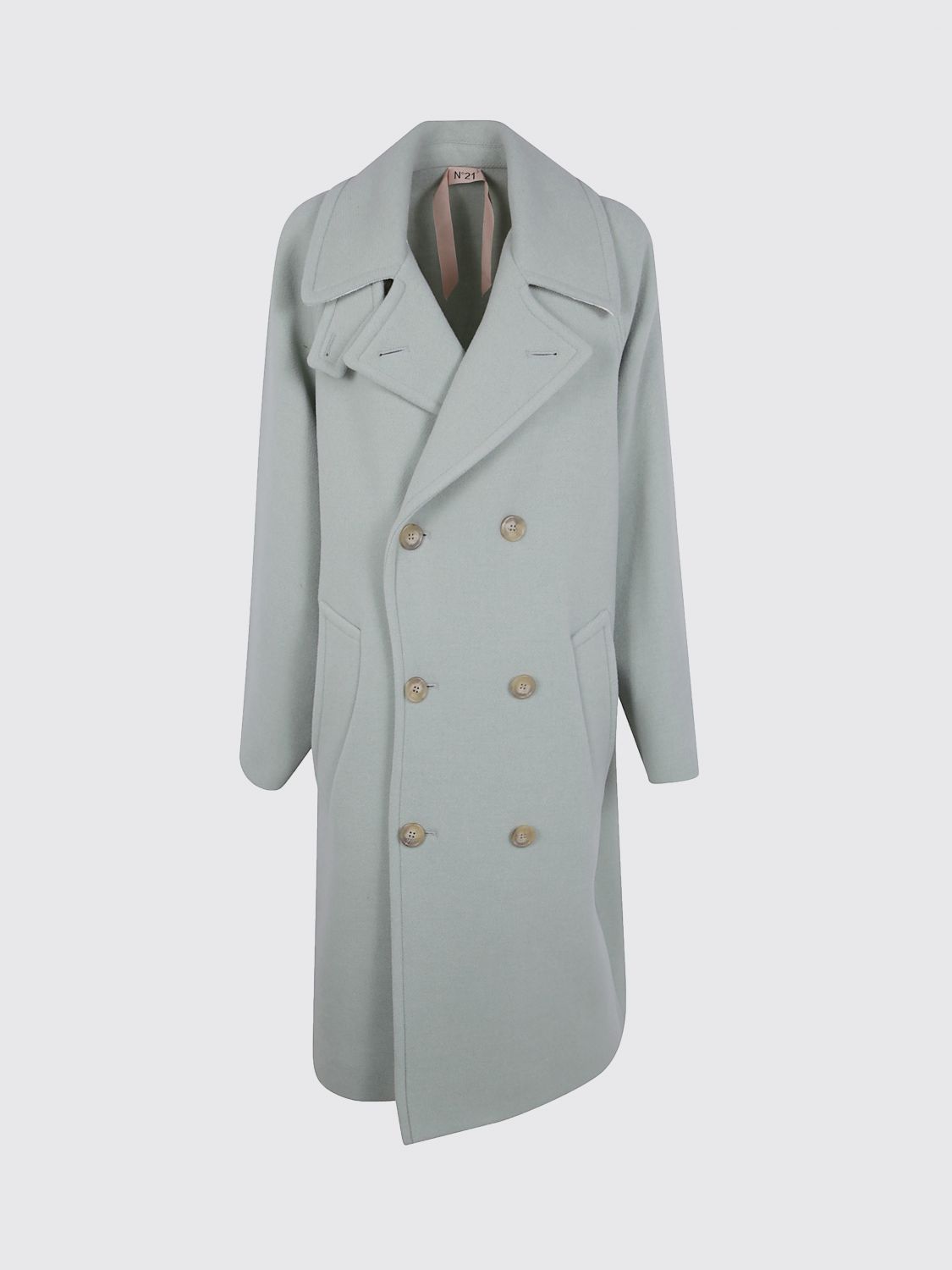 N°21 Double Breasted Maxi Coat In Black