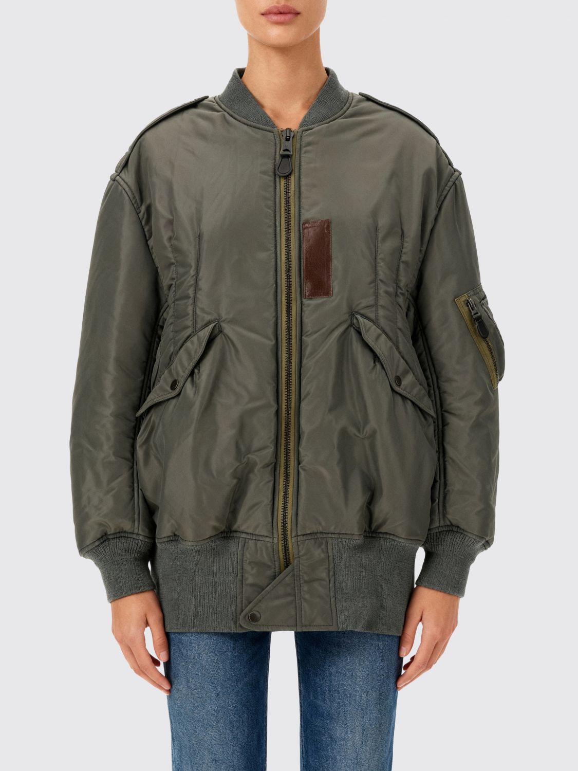 Junya Watanabe Lightweight Nylon Jacket With High Collar And Streamlined Silhouette In Green