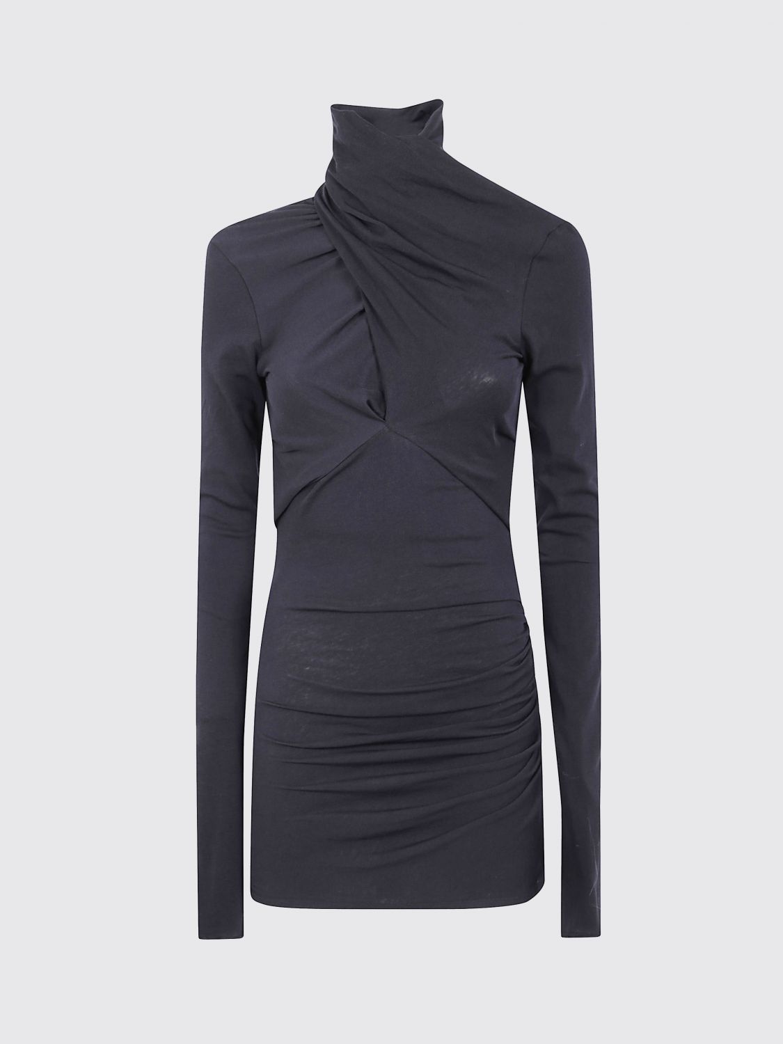 Entire Studios Turtleneck Draped Top In Gray