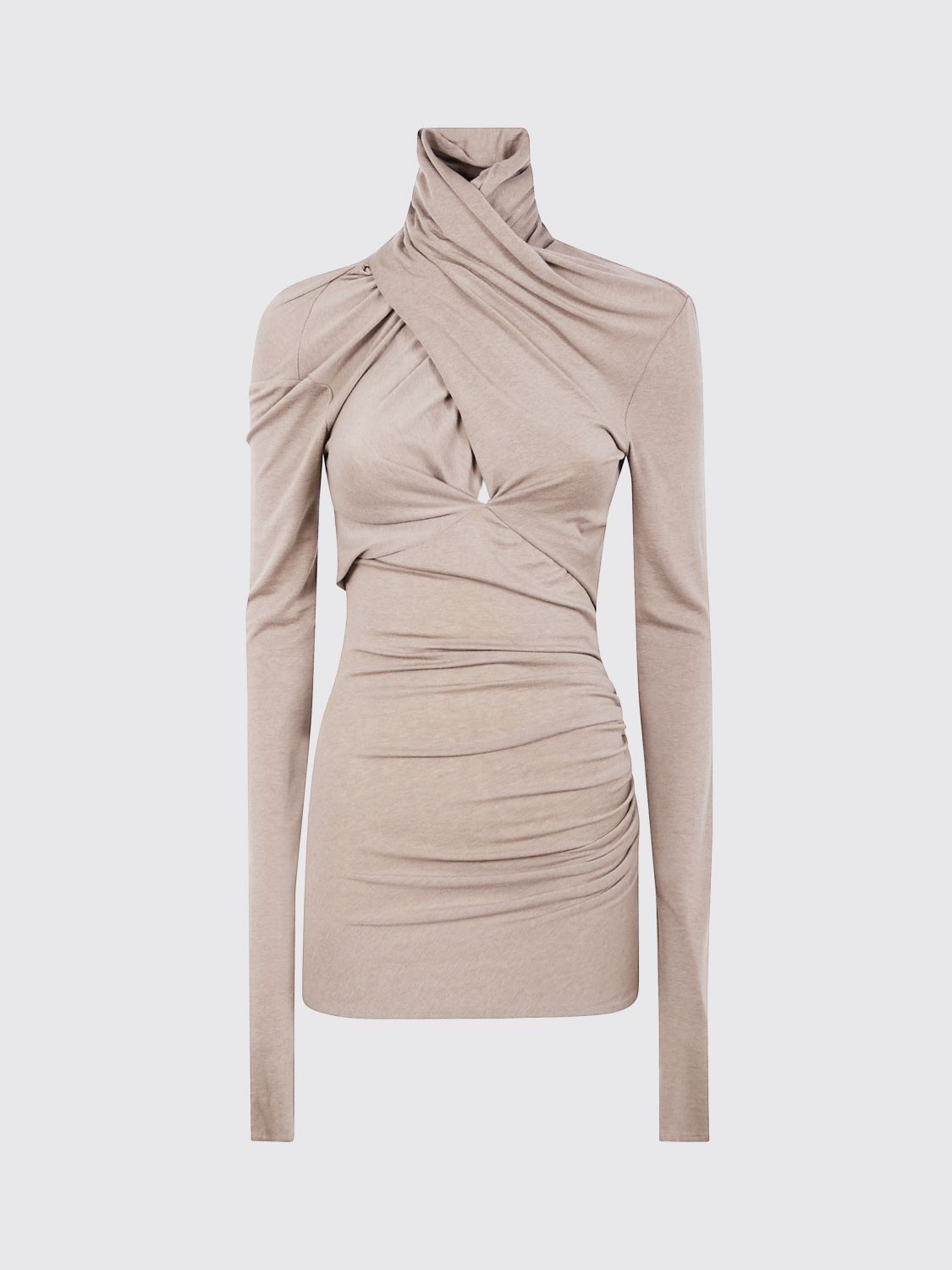 Entire Studios Cross-neck Draped Top In Neutral